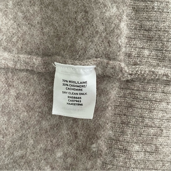 Halogen L (RUN SMALL) Wool & Cashmere Long Cardigan In Heather Tan Cobblestone - Picture 10 of 10